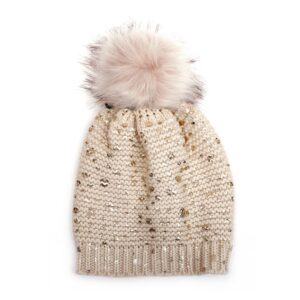 Dotty Metallic Pom Hat Cream
