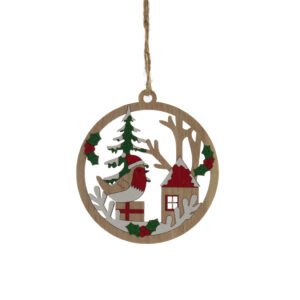 Wooden Robin Scene