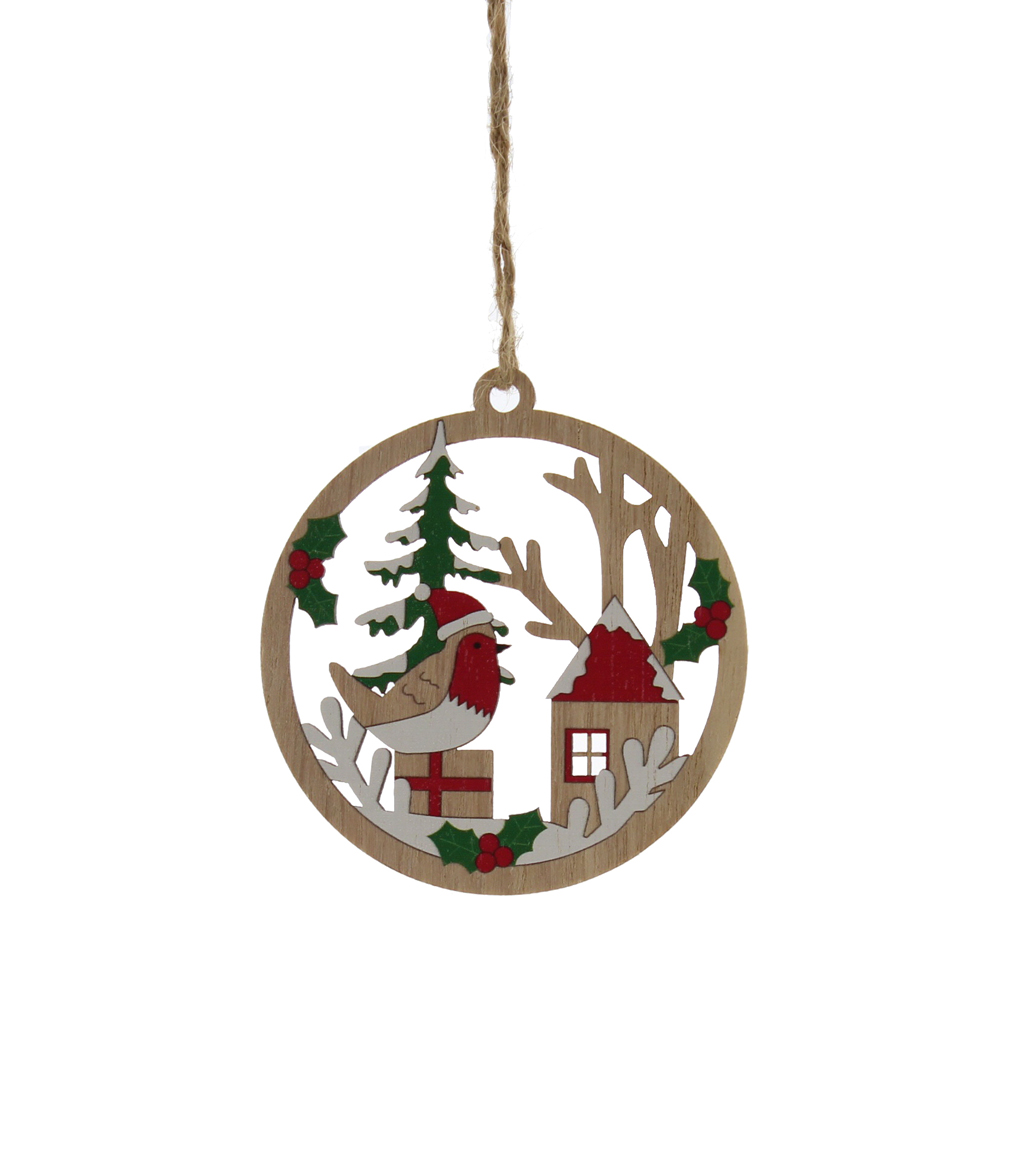 Wooden Robin Scene
